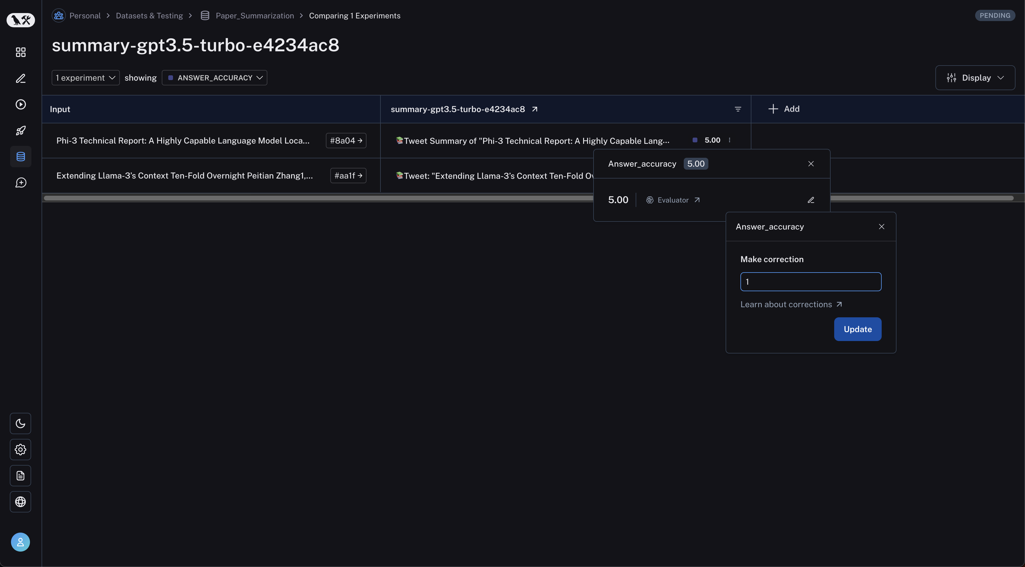 Audit Evaluator Comparison View